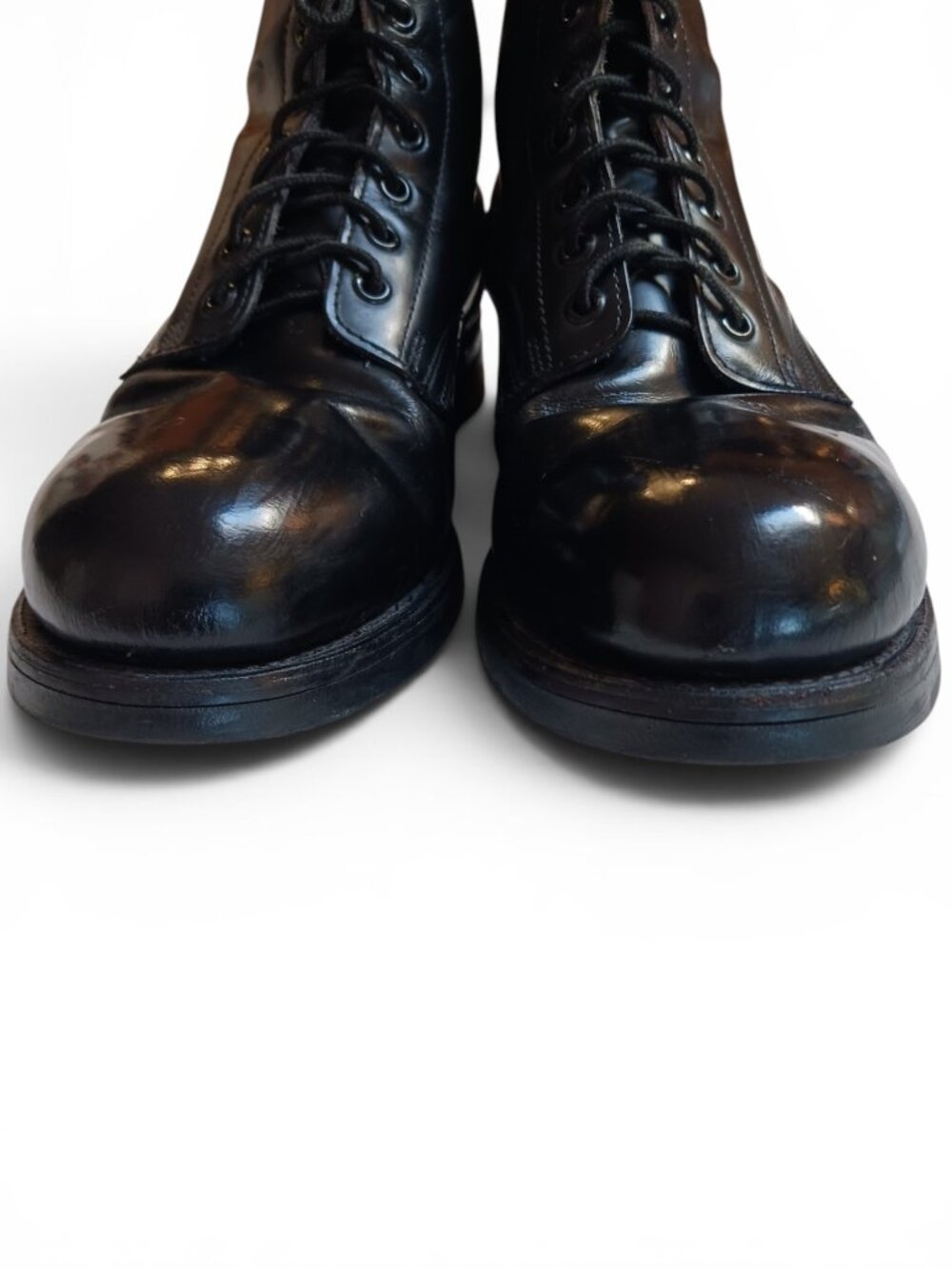 Vintage 90's  Military Issue Black Leather Boots 8.5E  Oil Resistant Rubber Sole - Picture 11 of 16